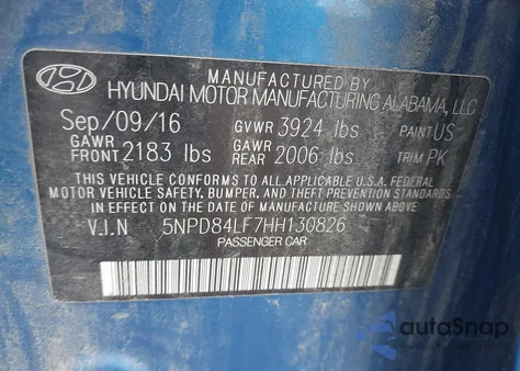 2017 Hyundai Elantra Se from USA, damaged, VIN 5NPD84LF7HH130826